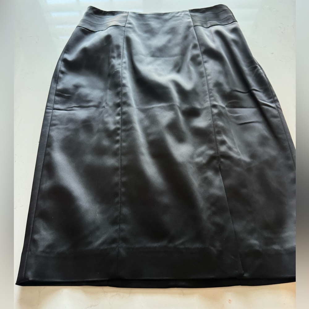 White House Black Market Sleek Satin Black Pencil Skirt